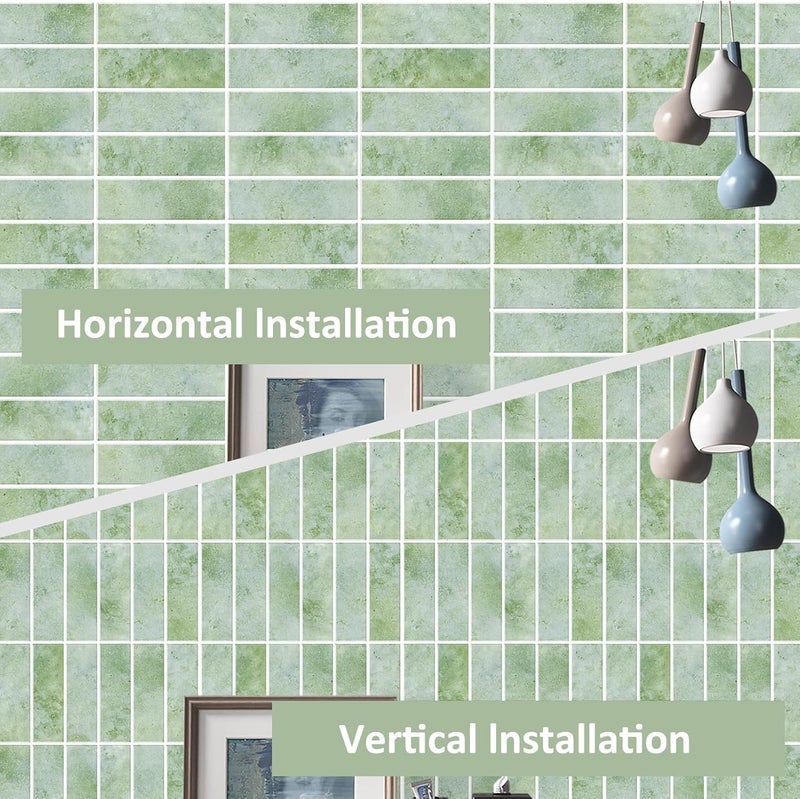 Crystiles Green Peel and Stick Backsplach Tile, 12"x12" Back Splash Stick on Tiles for Kitchen, Bathroom, 10 Sheets - Image 3